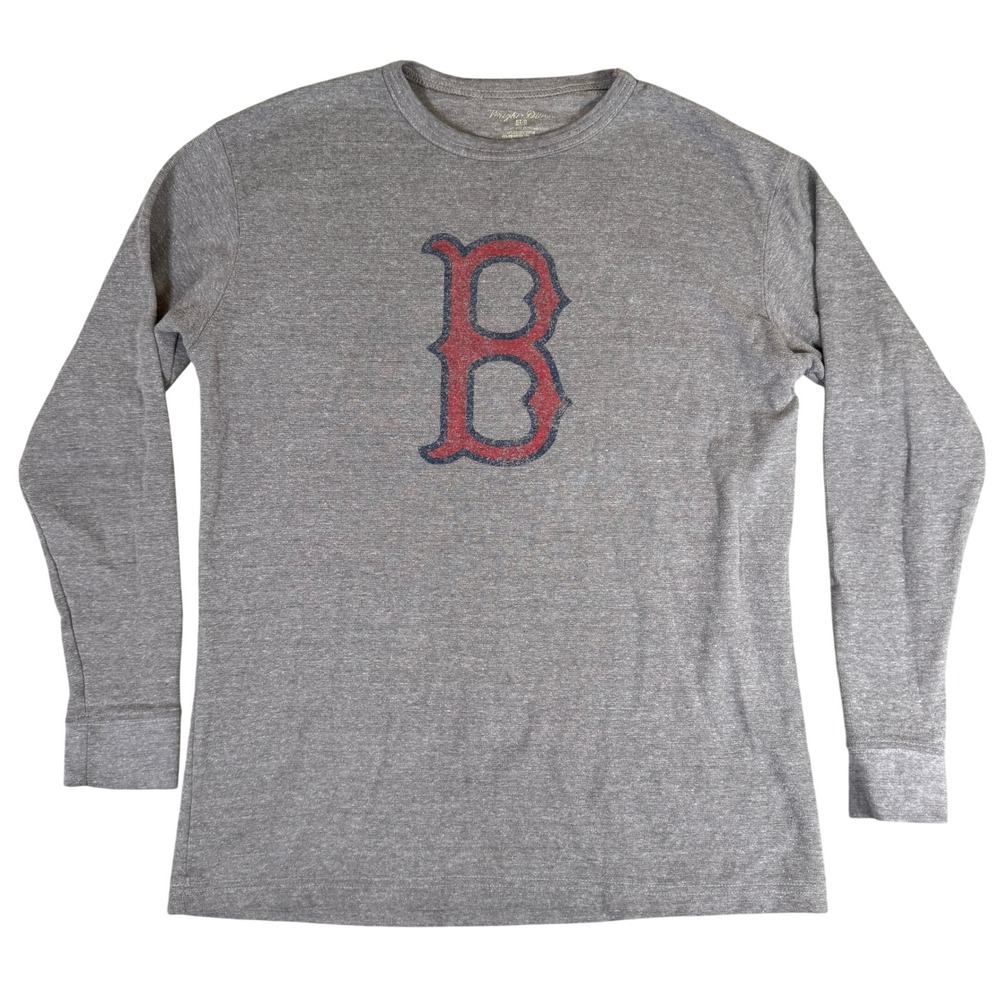 Wright and Ditson Boston Red Sox Long Sleeve Shirt Gray Mens Medium MLB Baseball